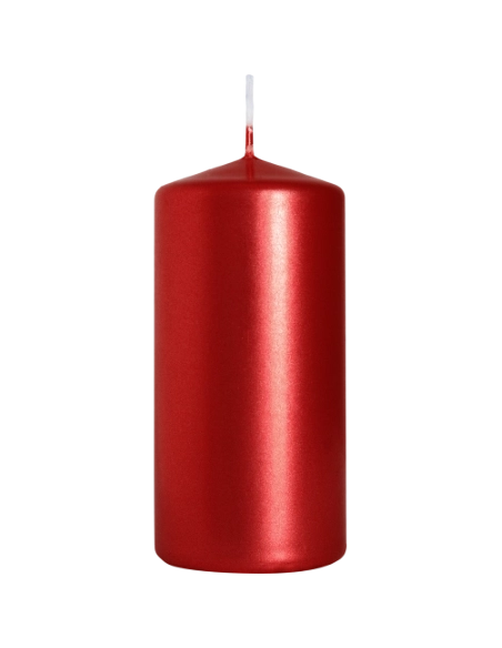 Candela inodore 5 x 10 cm rosso metallizzato