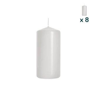Candela inodore 5 x 10 cm bianco - CONF. RISPARMIO 8 PEZZI