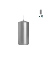 Candela inodore 5 x 10 cm argento - CONF. RISPARMIO 8 PEZZI