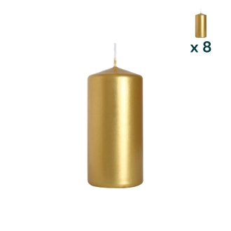 Candela inodore 5 x 10 cm oro - CONF. RISPARMIO 8 PEZZI