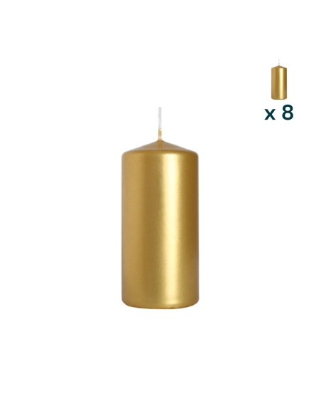 Candela inodore 5 x 10 cm oro - CONF. RISPARMIO 8 PEZZI