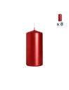 Candela inodore 5 x 10 cm rosso metallizzato - CONF. RISPARMIO 8 PEZZI
