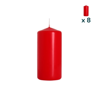 Candela inodore 5 x 10 cm rosso - CONF. RISPARMIO 8 PEZZI