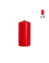Candela inodore 5 x 10 cm rosso - CONF. RISPARMIO 8 PEZZI