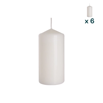 Candela inodore 6 x 20 cm bianco - CONF. RISPARMIO 6 PEZZI
