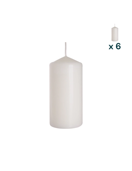 Candela inodore 6 x 20 cm bianco - CONF. RISPARMIO 6 PEZZI