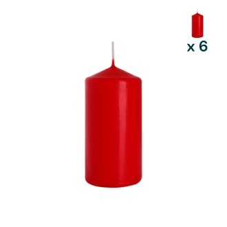 Candela inodore 6 x 20 cm rosso - CONF. RISPARMIO 6 PEZZI
